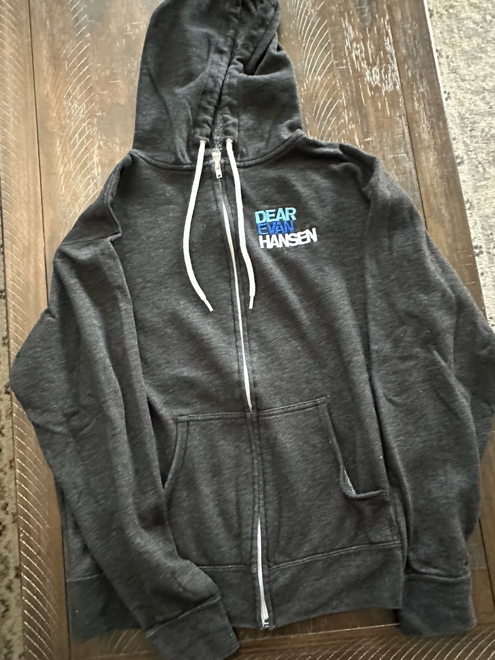 Official Dear Evan Hansen Dark Gray Zip-Up Hoodie - Size Medium